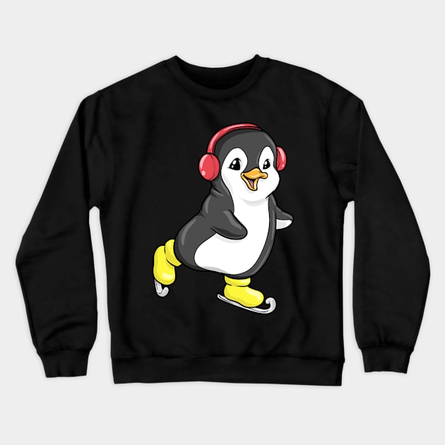 Cute penguin as a ice skater Crewneck Sweatshirt by Markus Schnabel